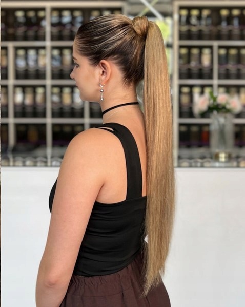 Kucyk doczepiany z włosów naturalnych 60 65 cm gęsta dopinka 100g b. długi