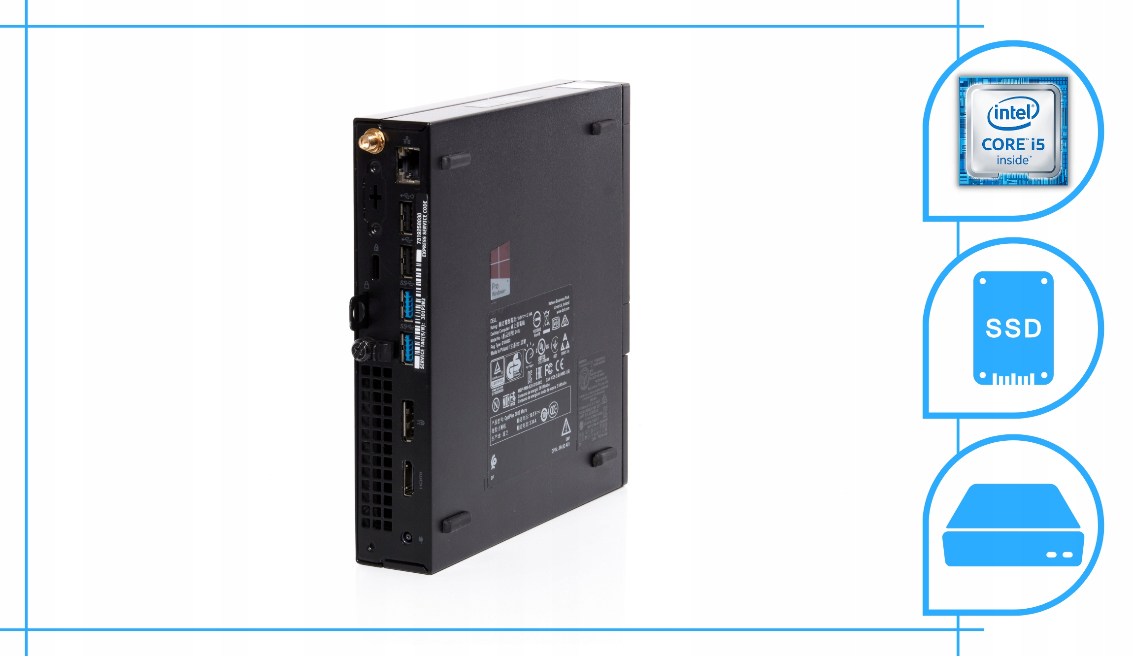 Komputer Dell Optiplex 3050 Micro i5-6500T 16GB 512SSD Mały Mocny Mini Marka Dell