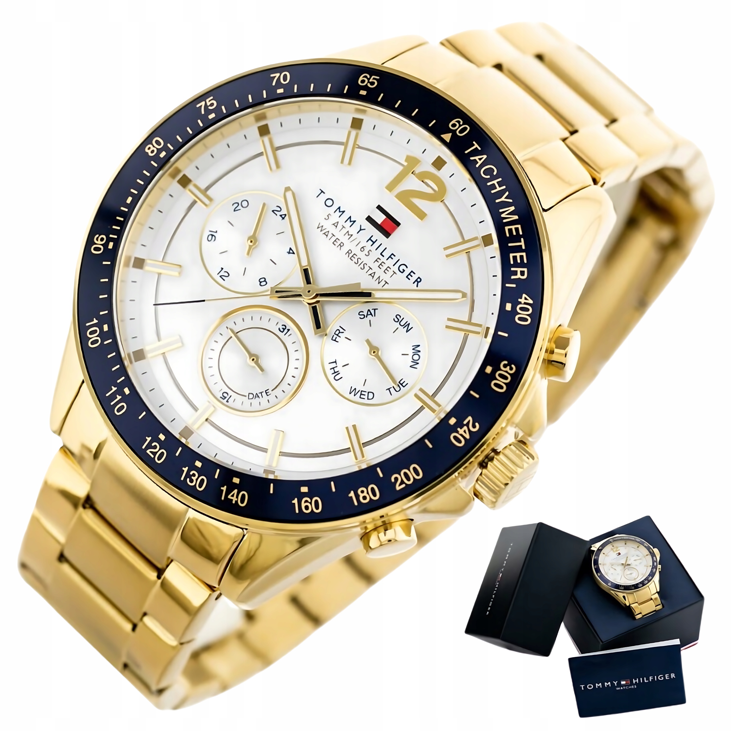 Pánské Hodinky Tommy Hilfiger 1791121 Luke Zlatý Datumovka Vodotěsný Box