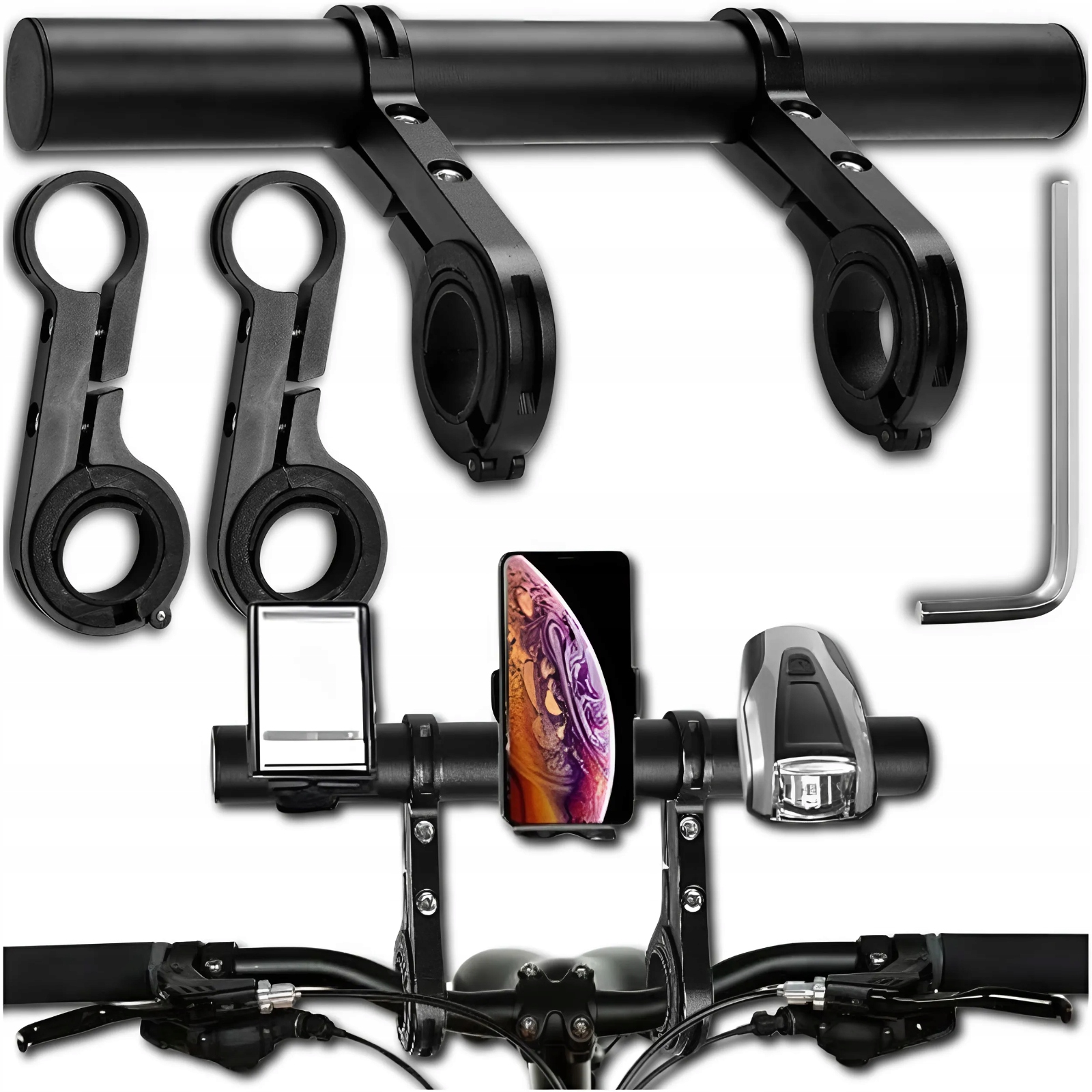 ALUMINIOWY UCHWYT ROWEROWY NA KIEROWNICĘ ROWER PRZEDŁUŻENIE KIEROWNICY