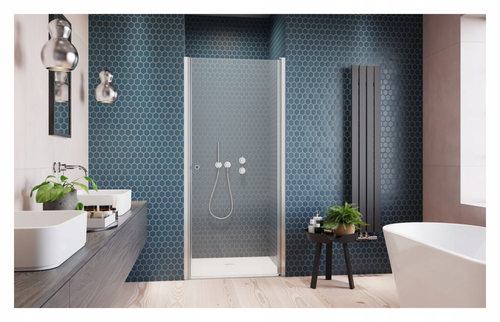 Drzwi wnękowe szklane uchylne Eos DWJ 70 P grafit Szerokość produktu 70 cm