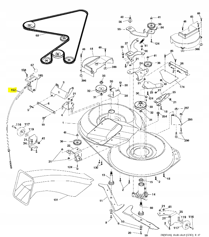 Lanko pohonu nožů 532176074 583075401 Husqvarna CT130 131 150 CTH130 135
