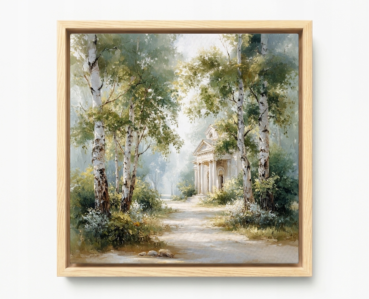 Obraz Rám Americký Box Krajina Les Park Břízy Stezka Kostel 60x60
