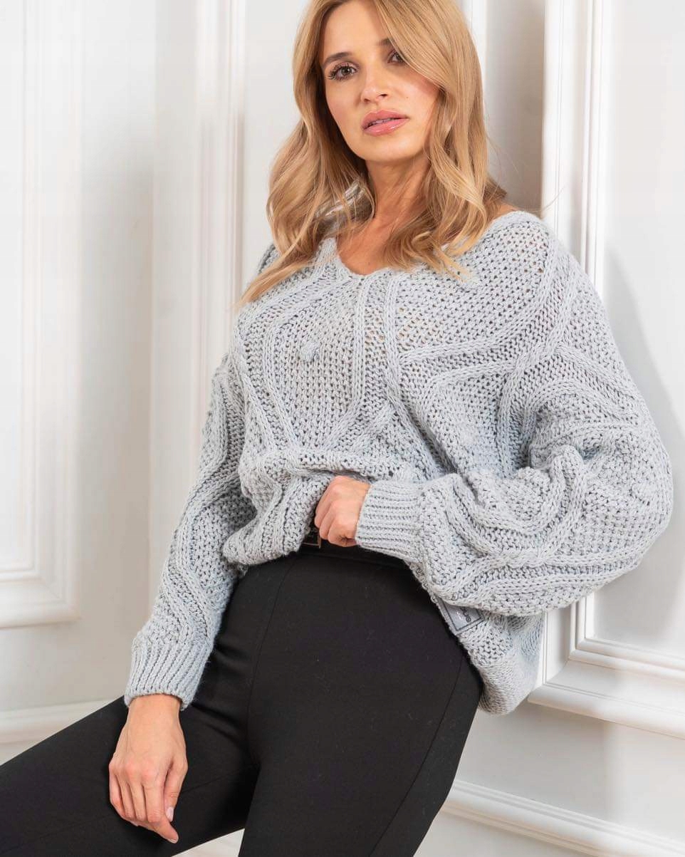 Šedý svetr s dlouhým rukávem 3273 Lalous vel Univerzální