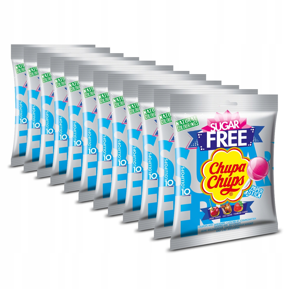 Chupa Chups lizaki Sugar Free bez cukru wiśniowe truskawkowe 12x110g