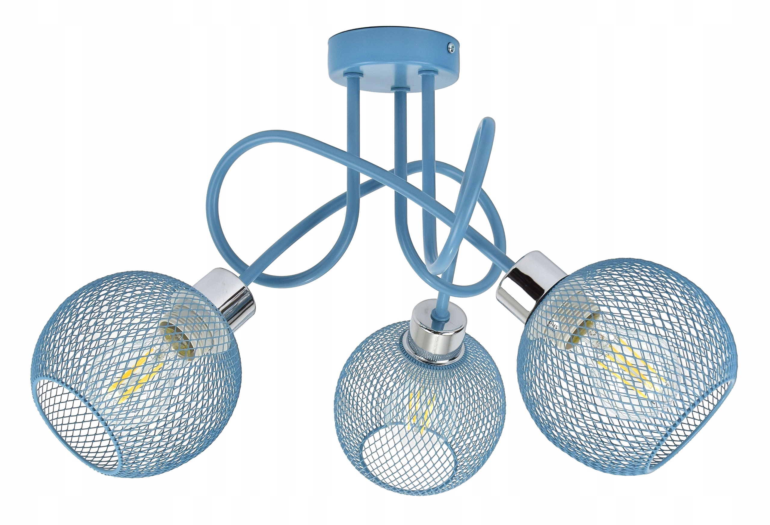 Lampa Sufitowa Niebieska Chrom Nowoczesna do Salonu Sypialni Pokoju Dziecka