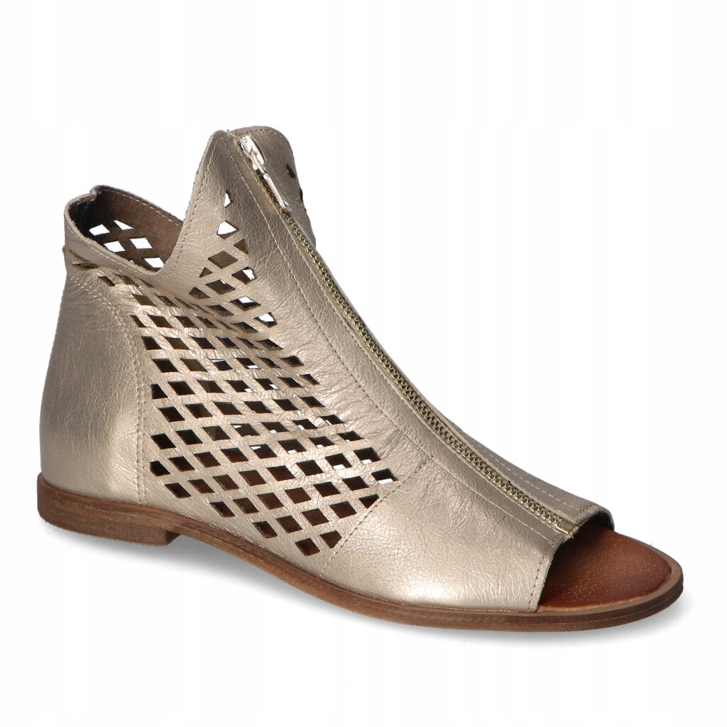 Pohodlné dámské ažurové sandály Nicole Zlaté Lico Kožené 40