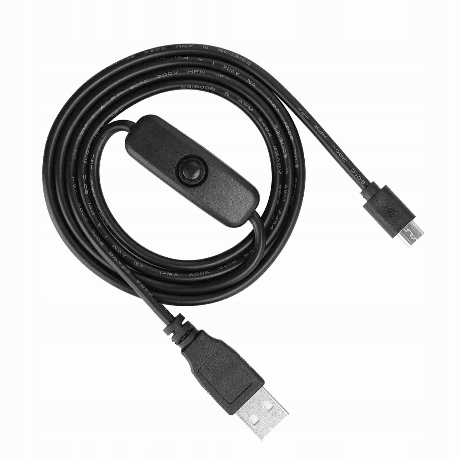 Kabel zasilający Micro USB do Raspberry Pi z włącznikiem/wyłącznikiem do modeli 3 2 B B+ A