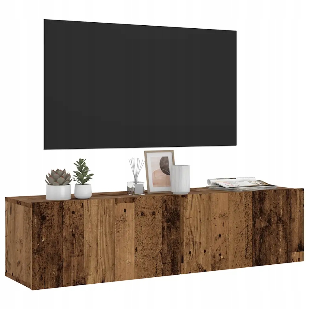 Nástěnná Tv skříňka old wood 120 x 30 x 30 cm kompozitní dřevo Hnědá 856020