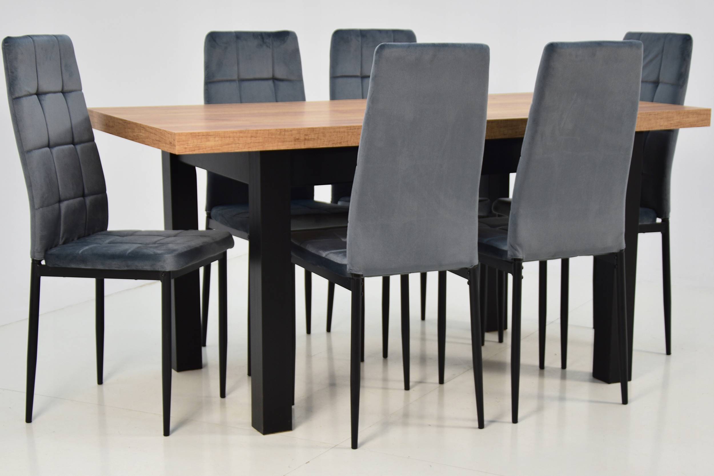 Komplet STÓŁ ROZKŁADANY do 160cm i 6 krzeseł SZARE Marka Grande Meble