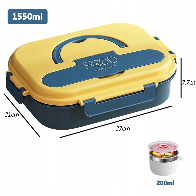POJEMNIK OBIADOWY LUNCHBOX ŻYWNOŚĆ OBIAD ZE STAL NIERDZEWNA 1,5L Pojemność 1.5 l