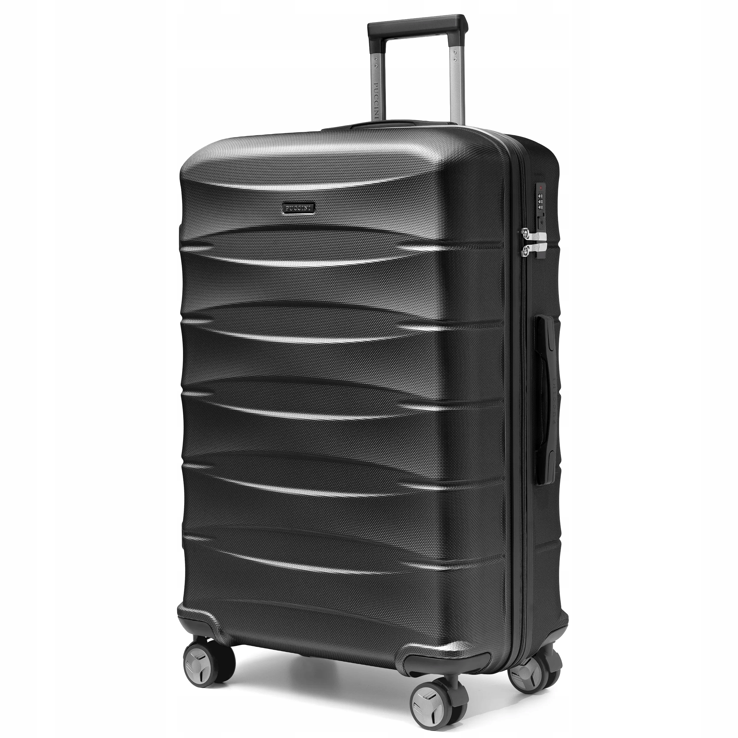 Puccini Walizka Duża Podróżna Na Kółkach Twarda Abs Czarna ABS030A-1