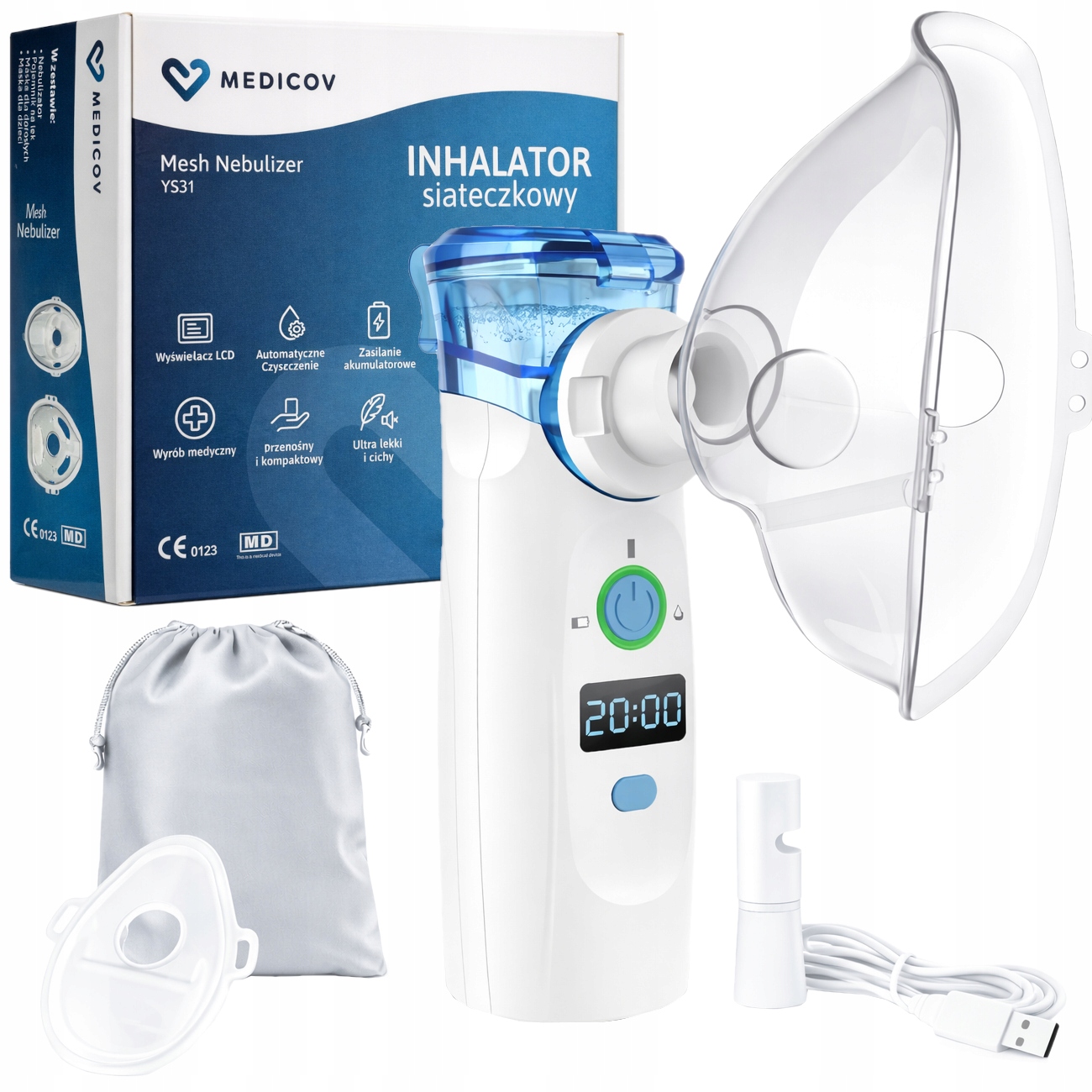 INHALATOR SIATECZKOWY PRZENOŚNY NEBULIZATOR CICHY NA AKUMLATOR DLA DZIECI