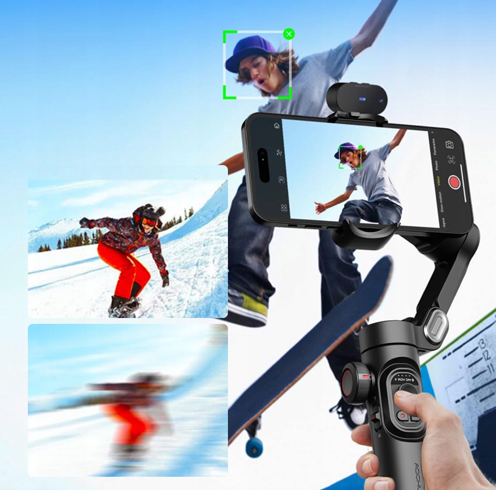 PROFESJONALNY STABILIZATOR WIDEO - SMART 8.0 + TRYBY F/POV/DM/GO - CZARNY Model 3-OSIOWY