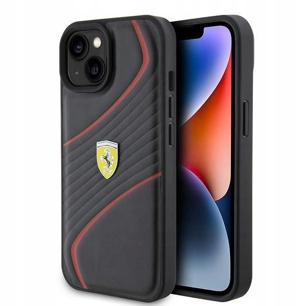 Etui Ferrari Twist Metal Logo do iPhone 15 czarne