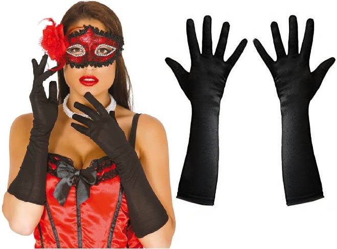 Rękawiczki Długie Czarne Wieczorowe Lata 20 Retro Karnawał Bal 45cm