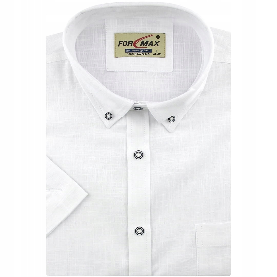 Lniana Koszula Męska Codzienna Casual gładka biała Regular P991