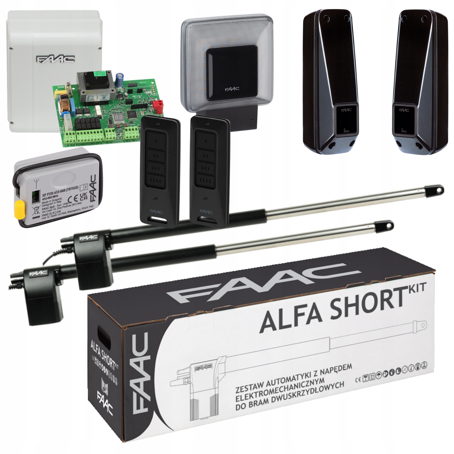 Faac Alfa Short Lampa Xled Pilot XT4FDS 2szt. Napęd bramy dwuskrzydłowej