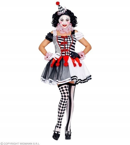 Kostým Harlequin Černobílý Šašek L