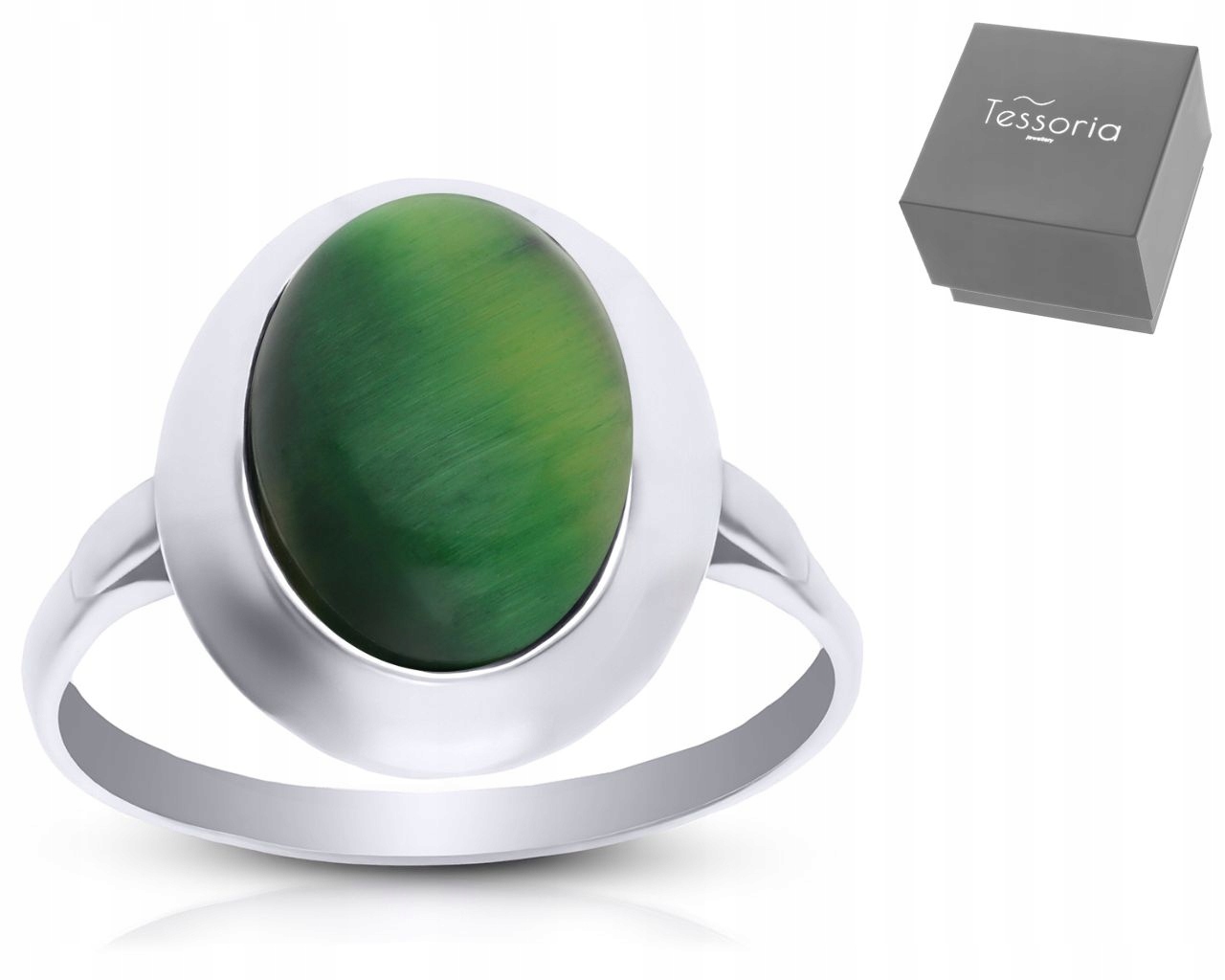 Prstýnek Přírodní zelené tygří oko, velikost 25, pr.925