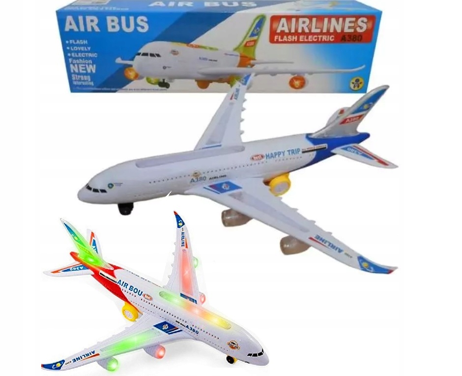 DUŻY SAMOLOT INTERAKTYWNY + DŻWIĘK NAPĘD LED 44CM