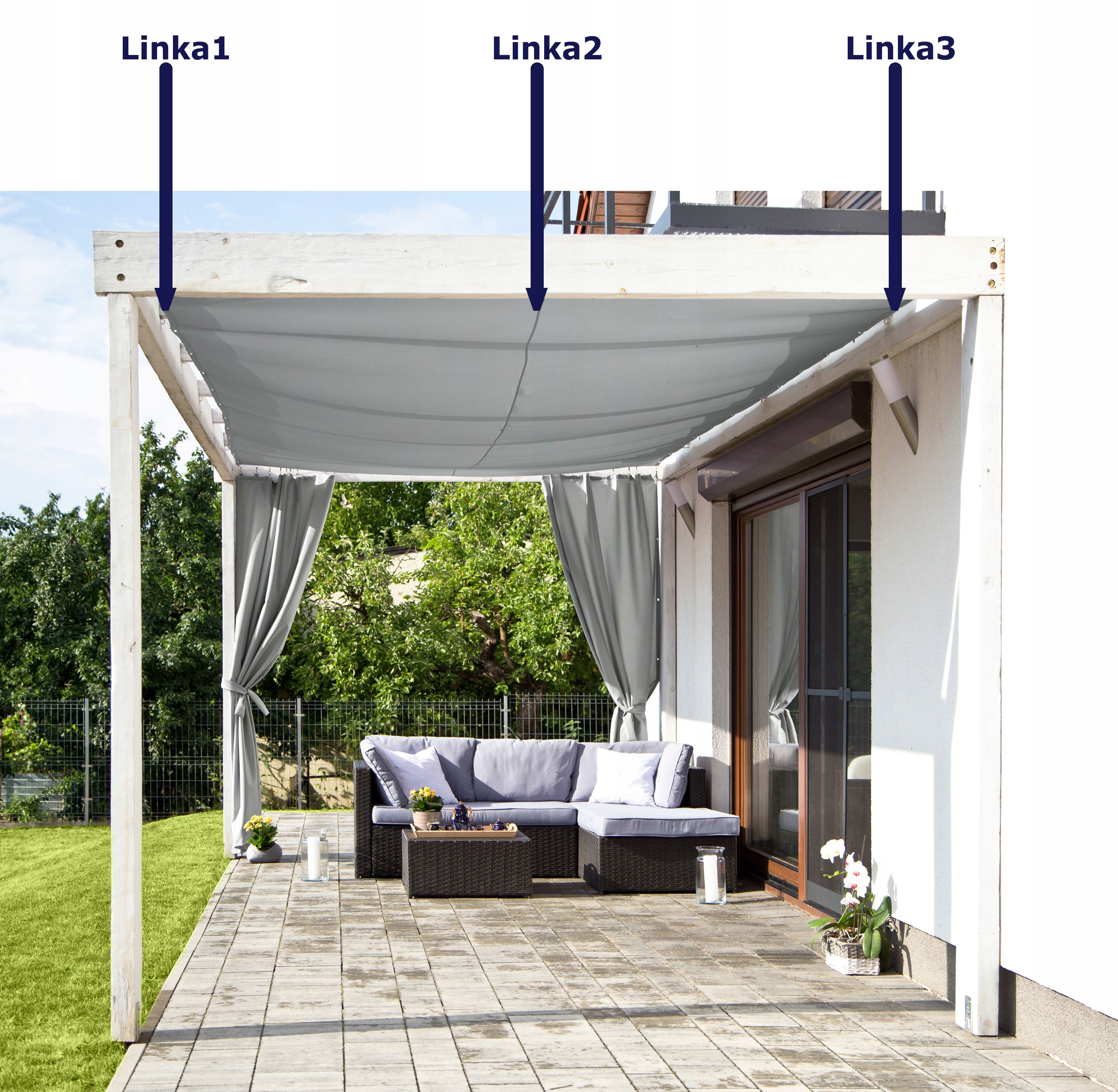 Żagiel Ogrodowy Rozsuwany Na 3 Linkach 3 x 3 m