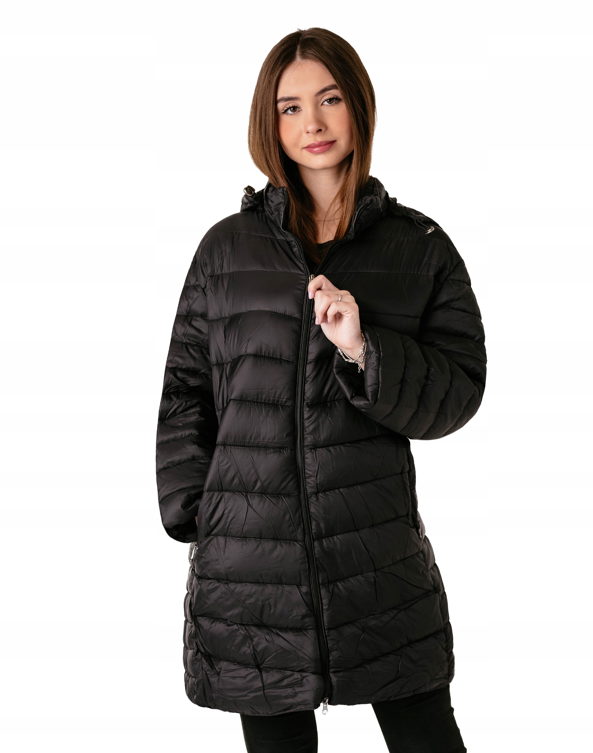 Dlouhá teplá velká Zimní Bunda Dámská teplá bunda pro zimu 05061 9XL