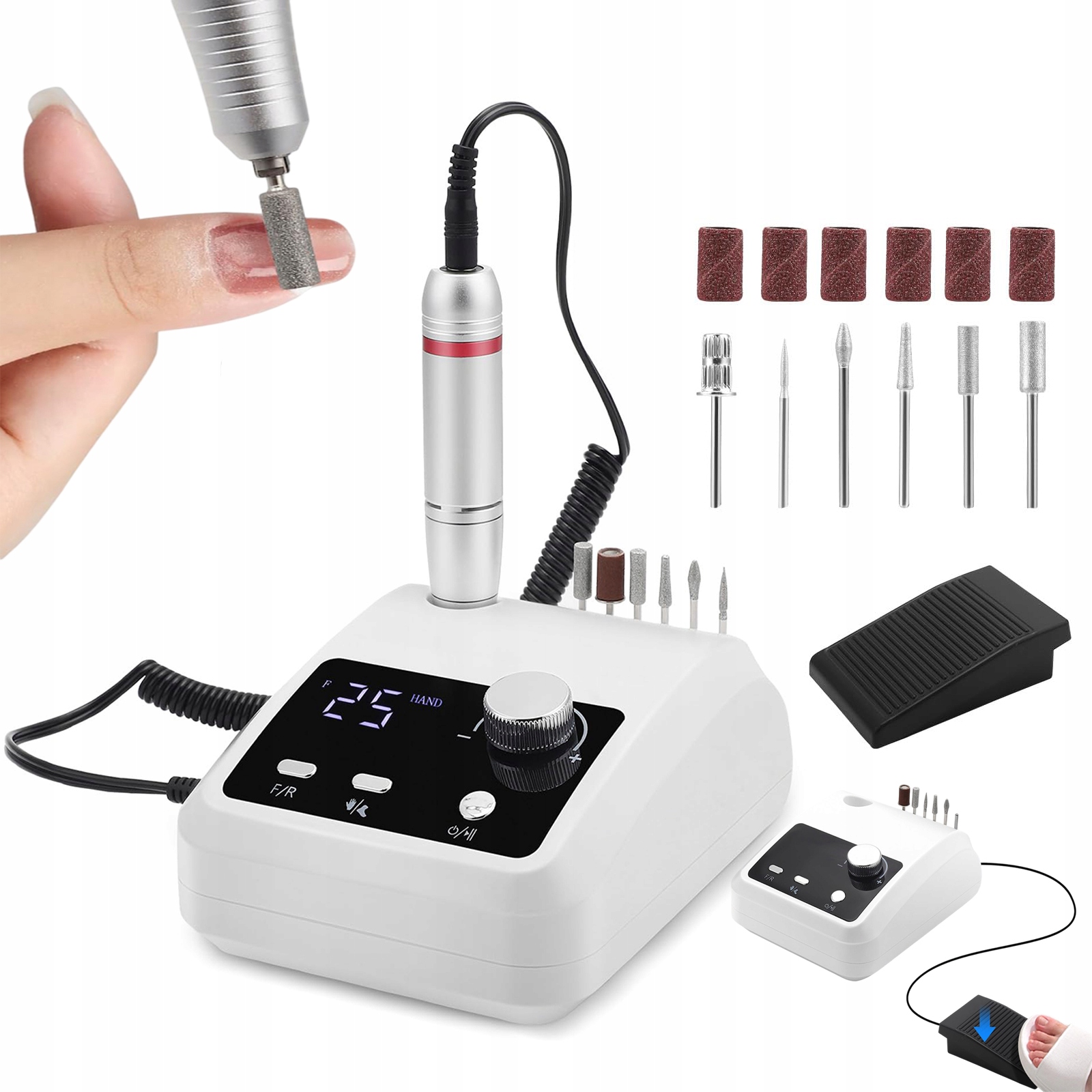 Bruska Bílá Na Nehty Manikúra Silná 45000 Rpm Profesionální