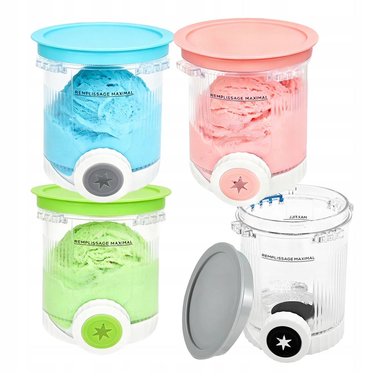 4 szt.Pojemniki do lodów do Ninja Creami Deluxe z pokrywką NC700 NC701E