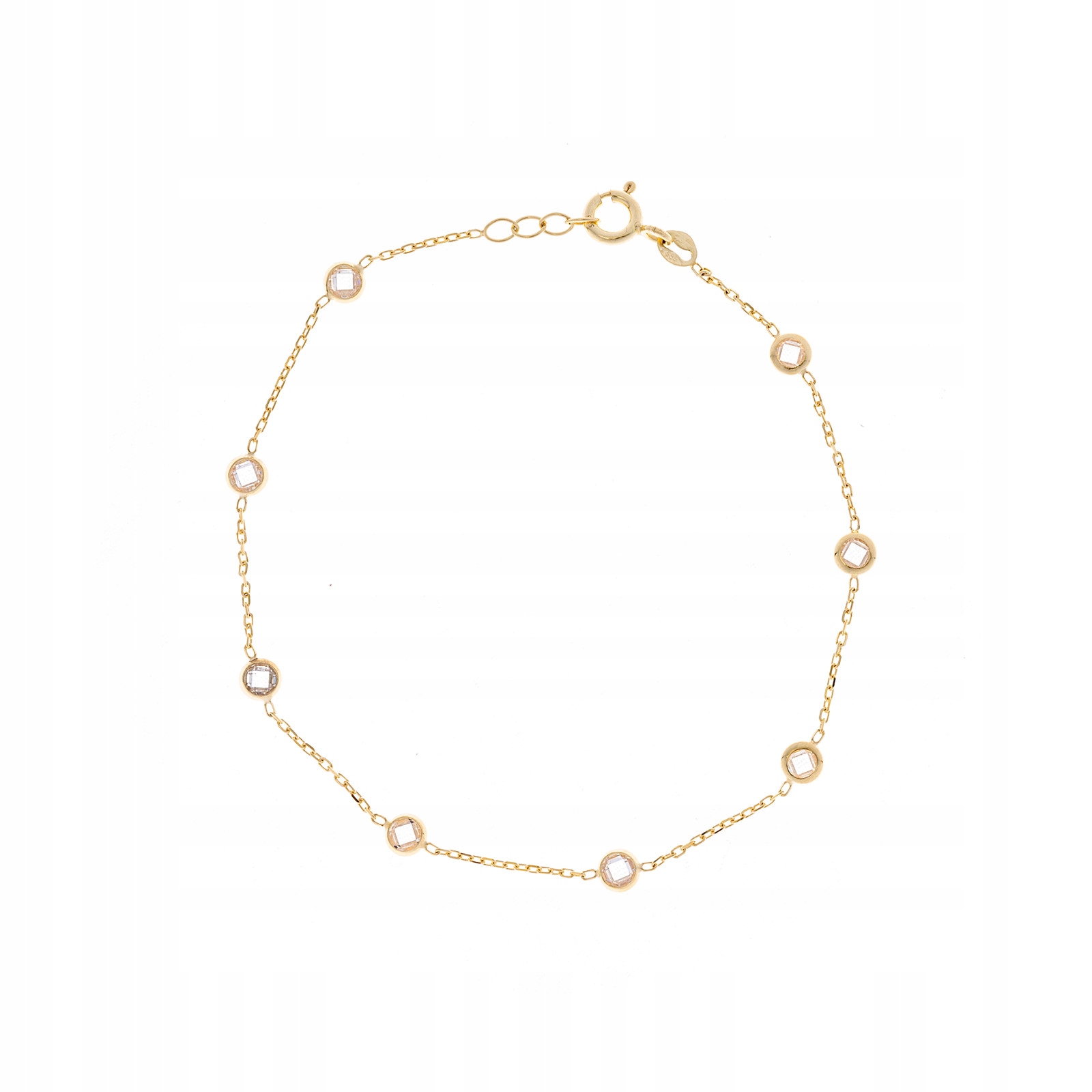 Zlatý náramek 585 s bílými zirkony