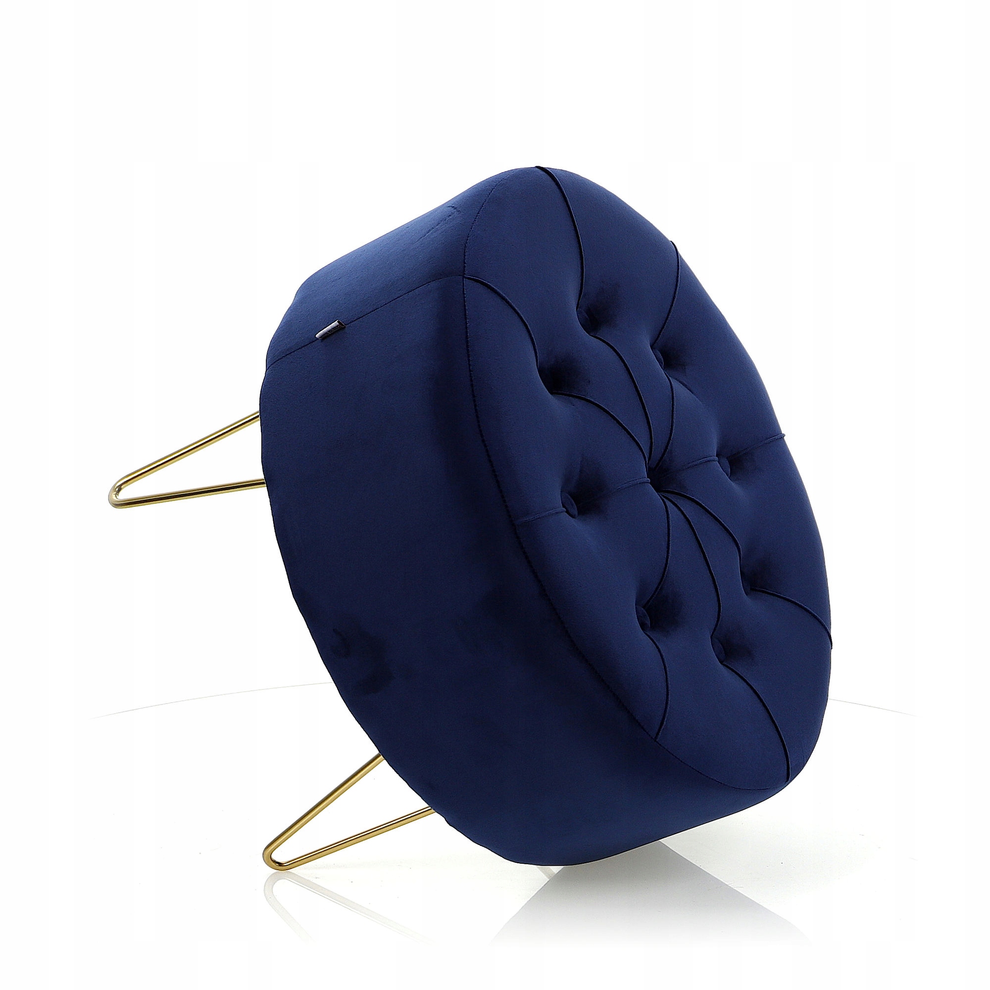 Pufa Welurowa Złota Granatowa Welur podnóżek 43cm Marka Messa Home