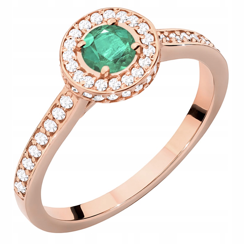 Zlatý Prstýnek pr. 585 Kolo se smaragdy 0,30 ct Brilianty 34 ct 14k