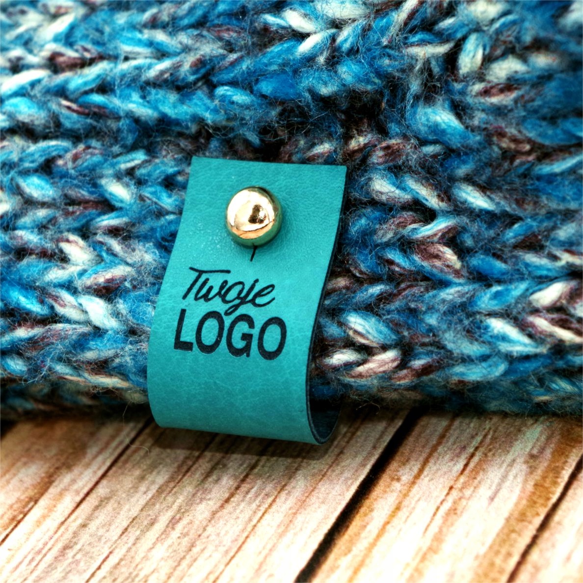 Nýtovací štítek skládací 2x7 Váš text 100ks Logo