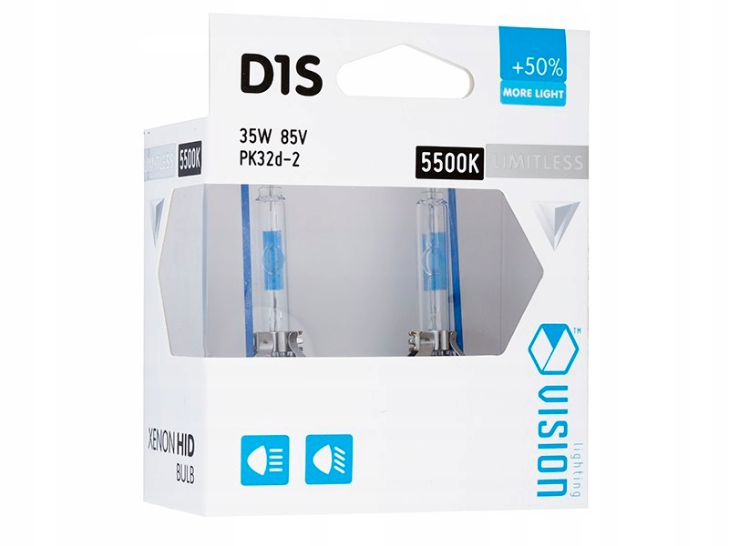 Xenónové žiarovky D1S 5500K 85V 35W PK32d-2 +50% Limitless White 2 ks