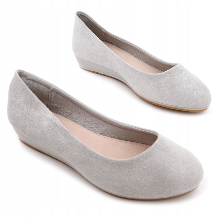 

Srebrne Balerinki Damskie Na Koturnie Wygodne Buty