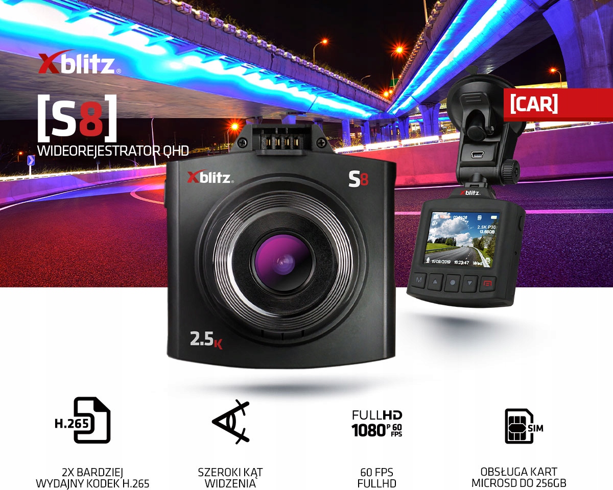 Wideorejestrator Xblitz S8 2 5K Starvis Ports memory card reader MicroUSB miniUSB