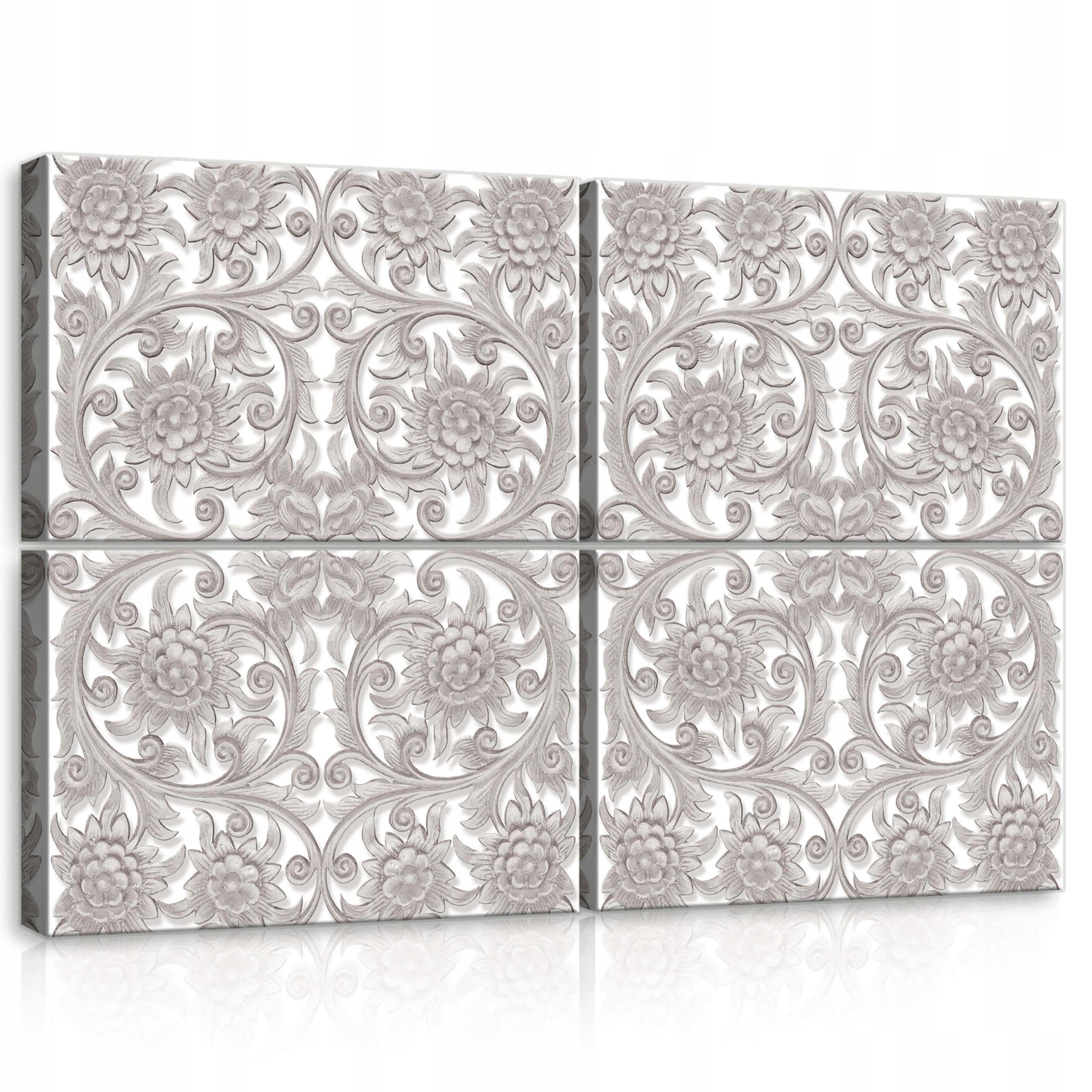 Obraz 120x80 modulární polyptych bez rámu ornament šedý bílý klasický