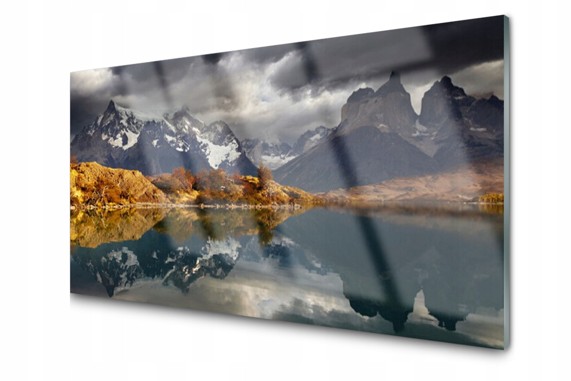 

Panel szklany dekor Góra Jezioro 140x70 + Klej
