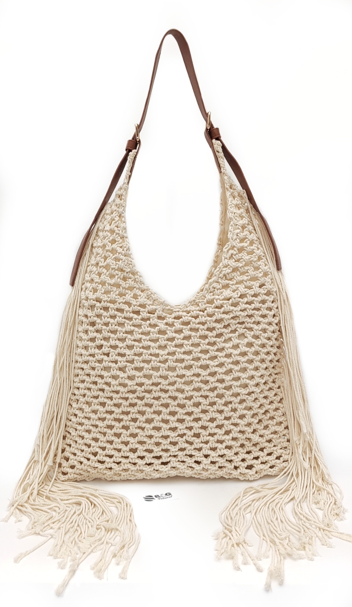 Duża Torebka Pleciona Makrama Boho Frędzle Sznurek A4 Wegańska Szydełko
