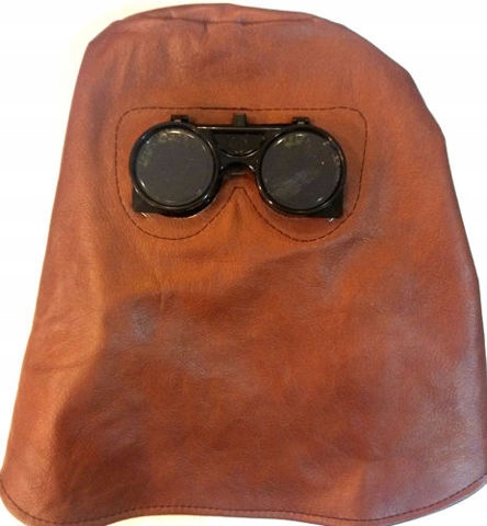 Przyłbica skórzana z okularami kaptur maska