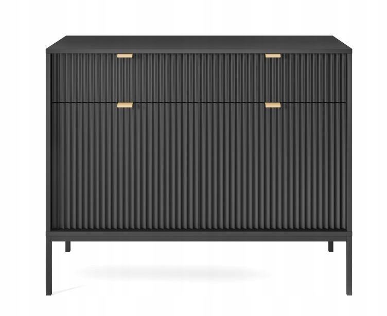 

Czarna Komoda 104 Szuflady Drzwi Metal Złoty Loft