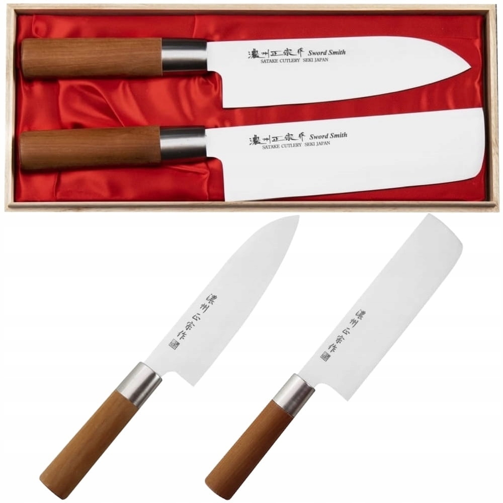 Satake Masamune Japonský set 2 nožov Nôž Santoku 17 cm a Nakiri 16 cm Puzdro