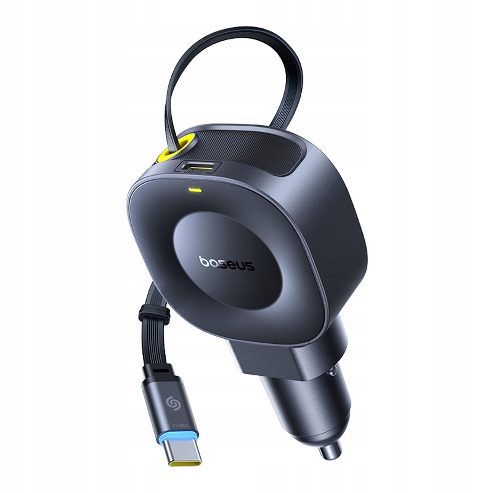 Ładowarka samochodowa Usb-c ze zwijanym kablem Usb-c 30W czarna