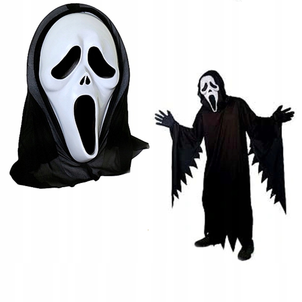 MASKA KRZYK Z KAPTUREM MASKI CREAM HALLOWEEN Materiał inny