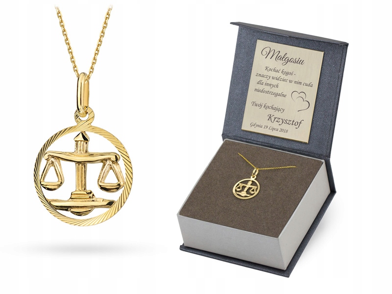 Zlatý Řetízek a přívěsek 585 Zodiac Váha 14k