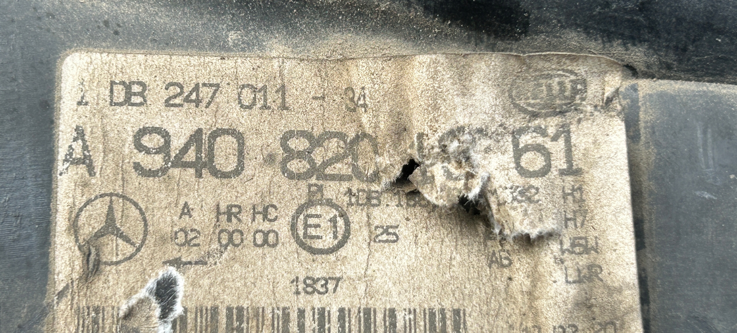 light right front front MERCEDES AXOR A9408201661