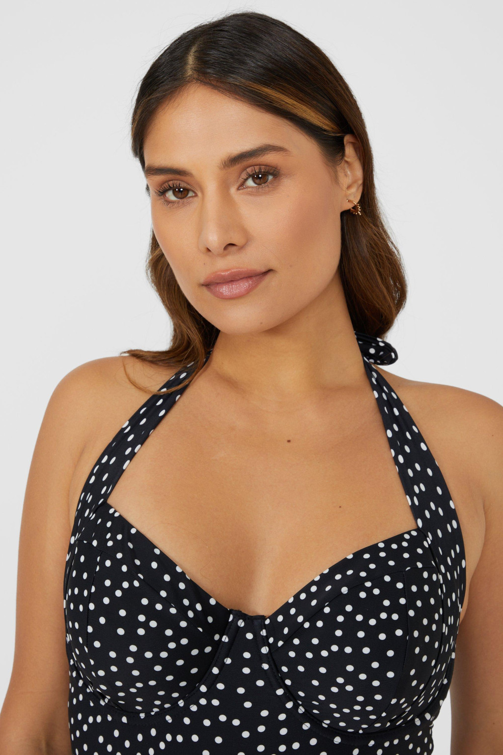 GORGEOUS STRÓJ KĄPIELOWY WZÓR GROSZKI WIĄZANIE QUV NG2__85F Rozmiar 85F