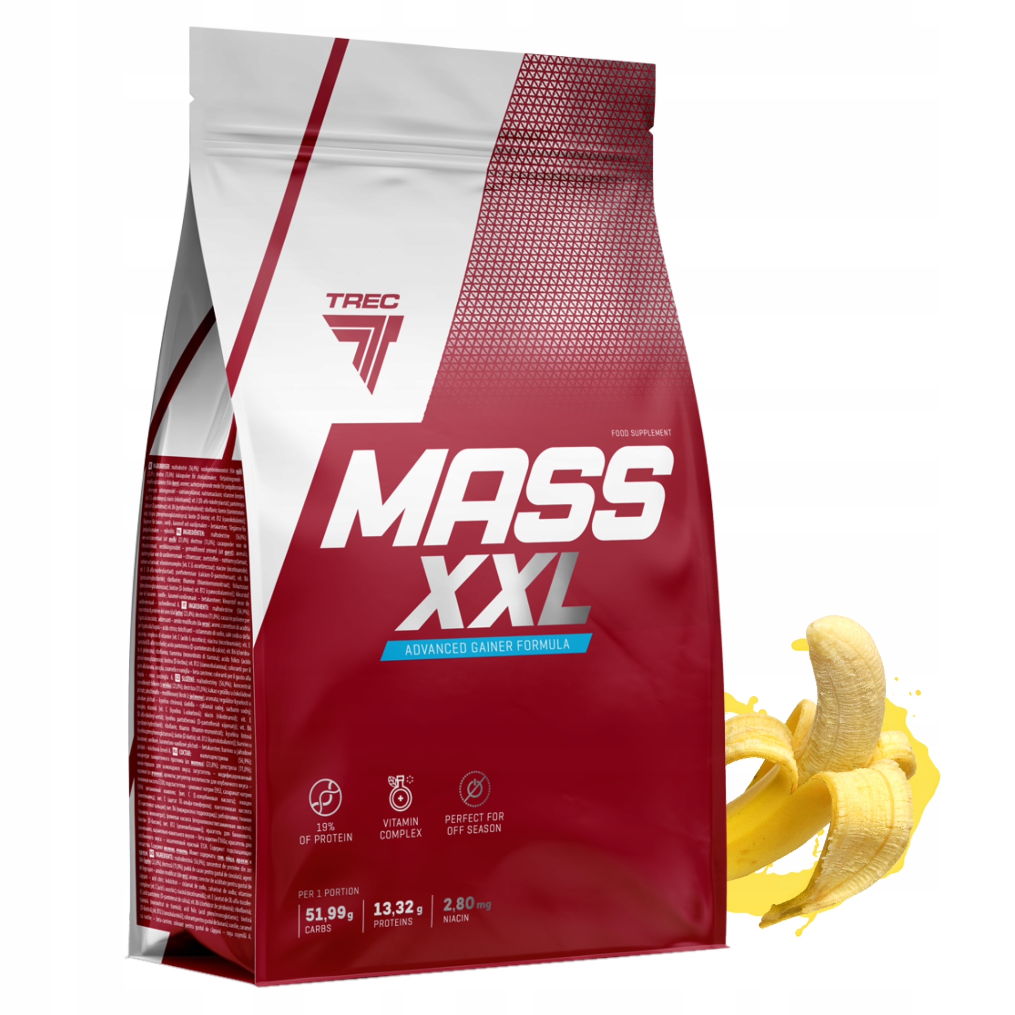 Trec Mass XXL 3000g Masa Síla Bílkoviny Gainer