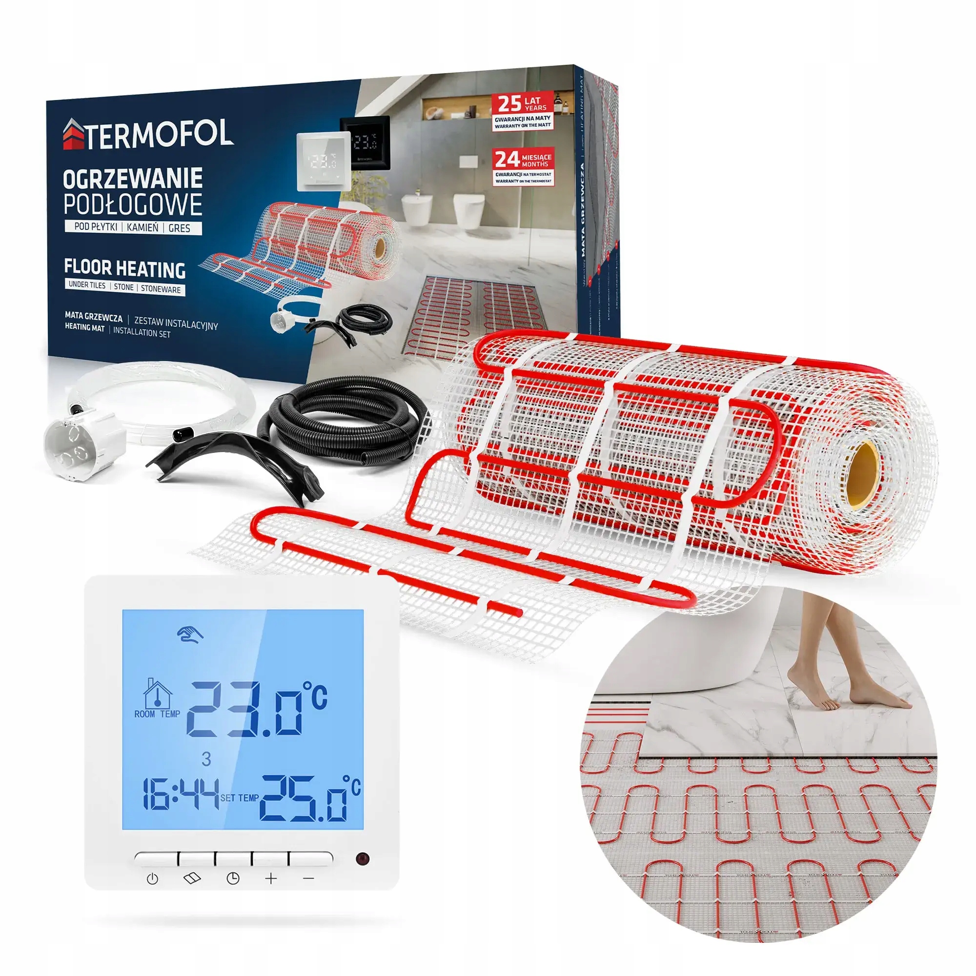Set Vykurovacia Podložka plocha 12 m2 šírka 50 cm 150 W TF-H2