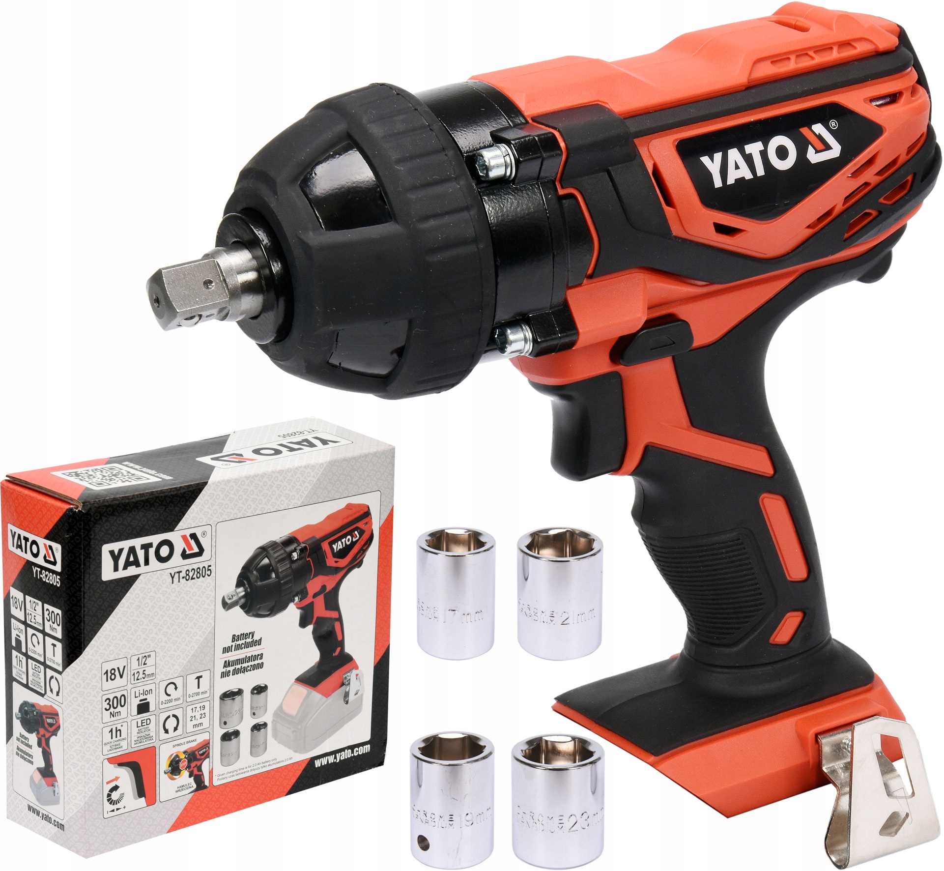 KLUCZ UDAROWY 1/2 AKUMULATOROWY 18V 300NM DO KÓŁ YATO YT-82805 EAN (GTIN) 5906083025129
